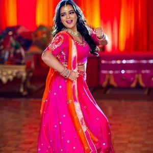 3 piece hot pink lengha